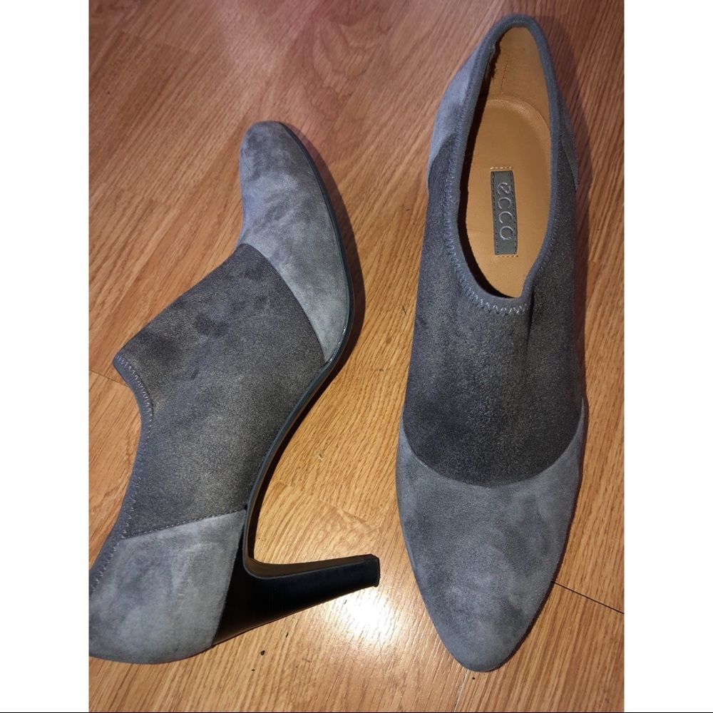 ECCO Grey Suede Shooties Booties Heels